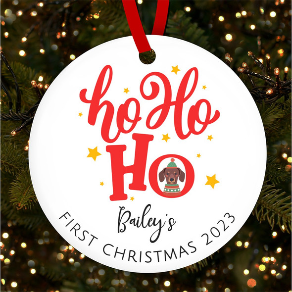 Ho Ho Ho Dogs First Puppy Style 2 Custom Christmas Tree Ornament Decoration
