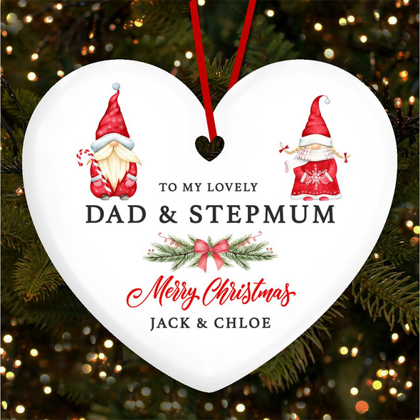 Lovely Dad Stepmum Pair Of Gnomes Custom Christmas Tree Ornament Decoration