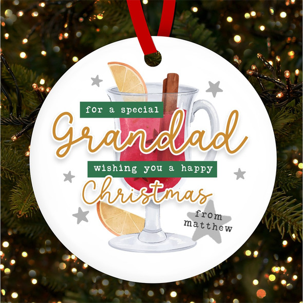 Special Grandad Mulled Wine Personalised Christmas Tree Ornament Decoration