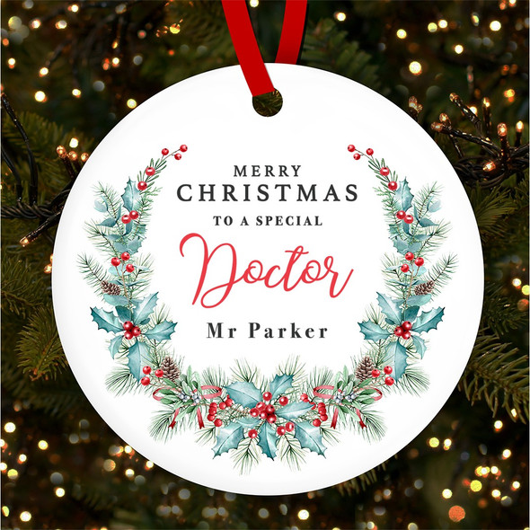 Special Doctor Winter Berry Personalised Christmas Tree Ornament Decoration