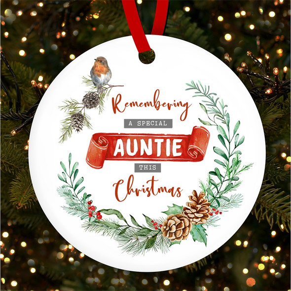 Remembering Auntie Memorial Robin Custom Christmas Tree Bauble Decoration