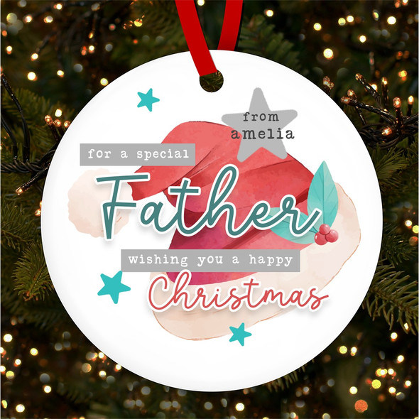 Special Father Santa Hat Personalised Christmas Tree Ornament Decoration