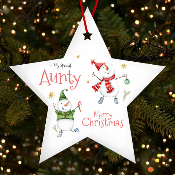 Special Aunty Snowmen Personalised Christmas Tree Ornament Decoration