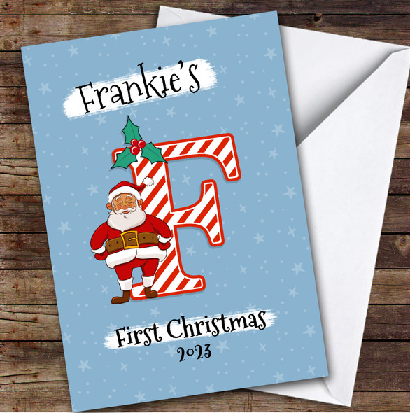 Alphabet 1st First Xmas Santa Letter F Custom Personalised Christmas Card