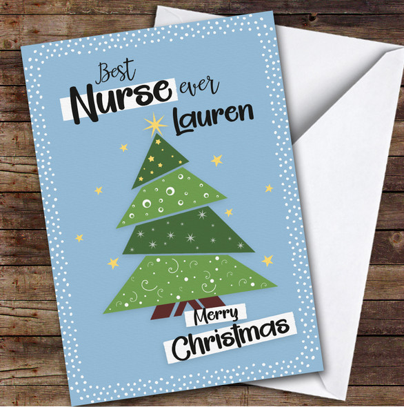 Best Nurse Ever Tree Custom Greeting Personalised Christmas Card