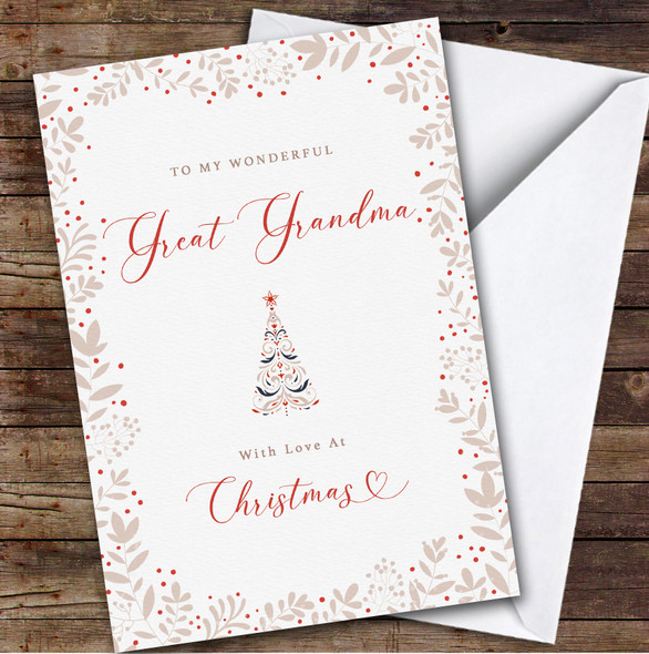 Great Grandma Floral Custom Greeting Personalised Christmas Card