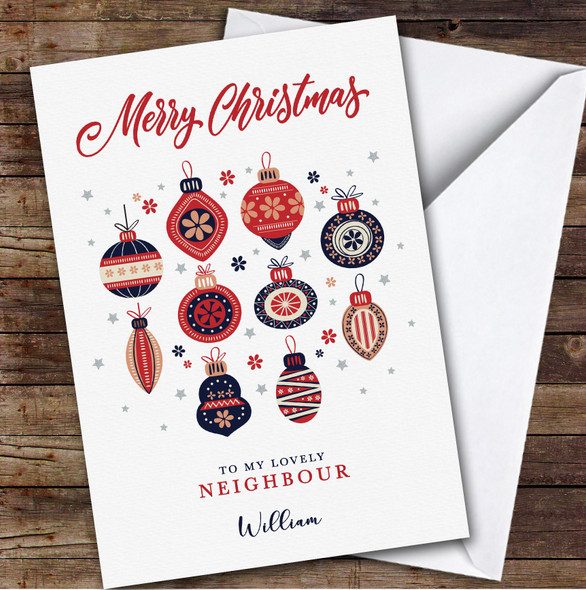 Neighbour Ornaments Custom Greeting Personalised Christmas Card