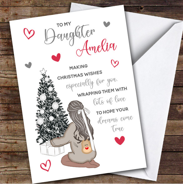 To My Daughter Girl Custom Greeting Personalised Christmas Card