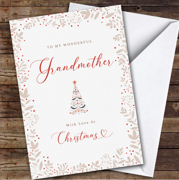 Grandmother Floral Custom Greeting Personalised Christmas Card