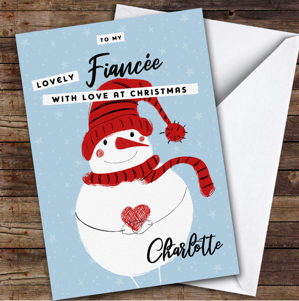 Fiancée Snowman Custom Greeting Personalised Christmas Card