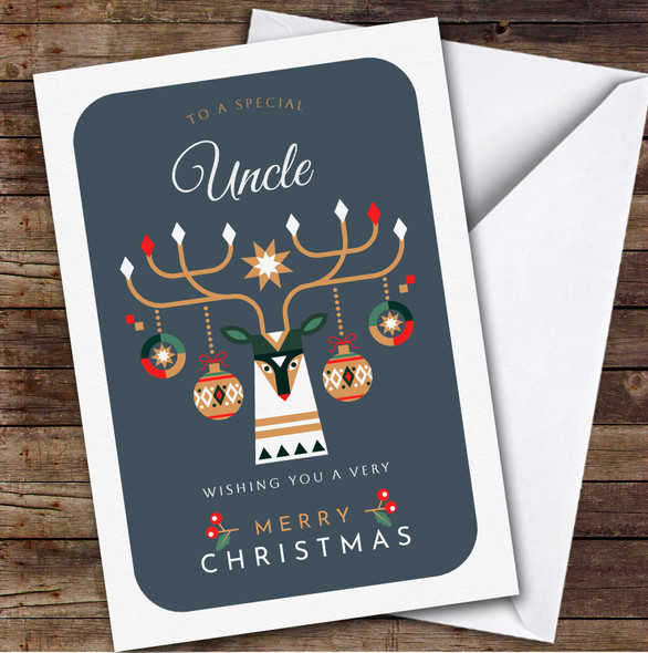 Uncle Reindeer Custom Greeting Personalised Christmas Card