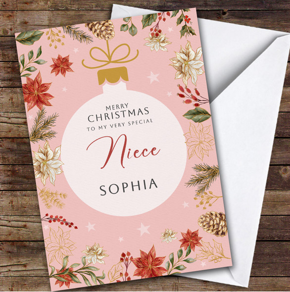 Niece Bulb Custom Greeting Personalised Christmas Card