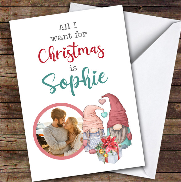 Couple Husband Wife Boyfriend Girlfriend Photo Gonk Personalised Christmas Card