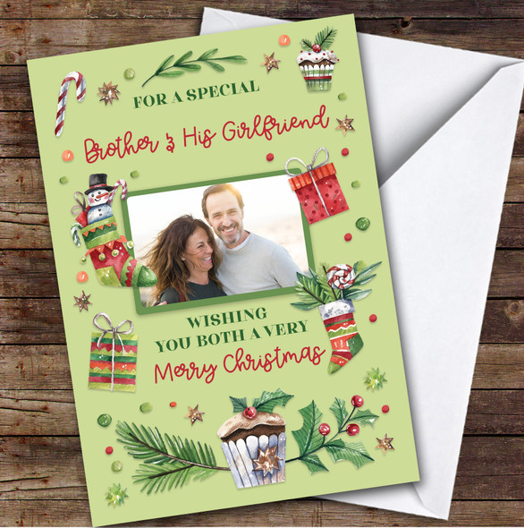 Brother & His Girlfriend Photo Cupcake Custom Personalised Christmas Card