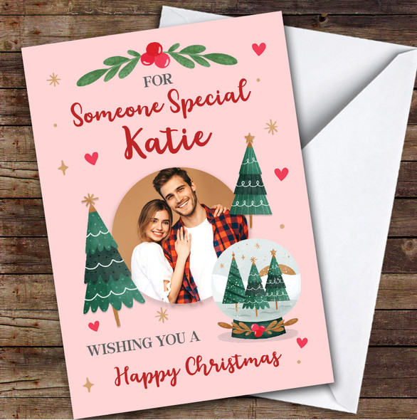 Someone Special Photo Snow Globe Tree Custom Personalised Christmas Card