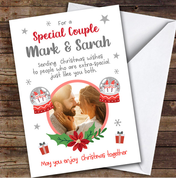 Special Couple Snow globe Photo Custom Greeting Personalised Christmas Card