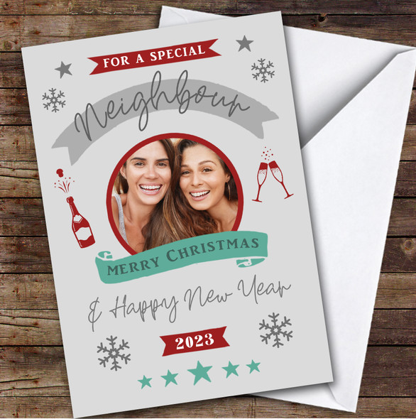 Neighbour Photo Banner Cheers Custom Greeting Personalised Christmas Card