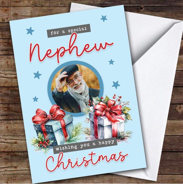 Nephew Gift Photo Custom Greeting Personalised Christmas Card
