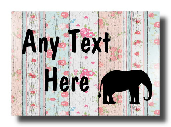 Elephant Shabby Wood Personalised Jumbo Fridge Magnet