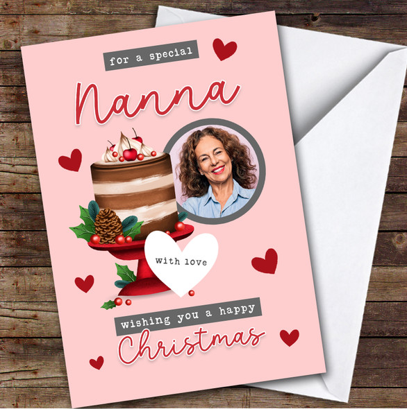 Nanna Cake Photo Custom Greeting Personalised Christmas Card