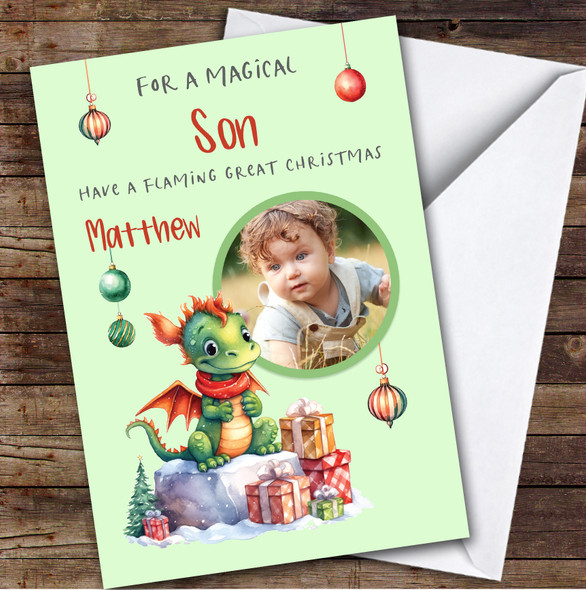 Son Dragon Photo Custom Greeting Personalised Christmas Card