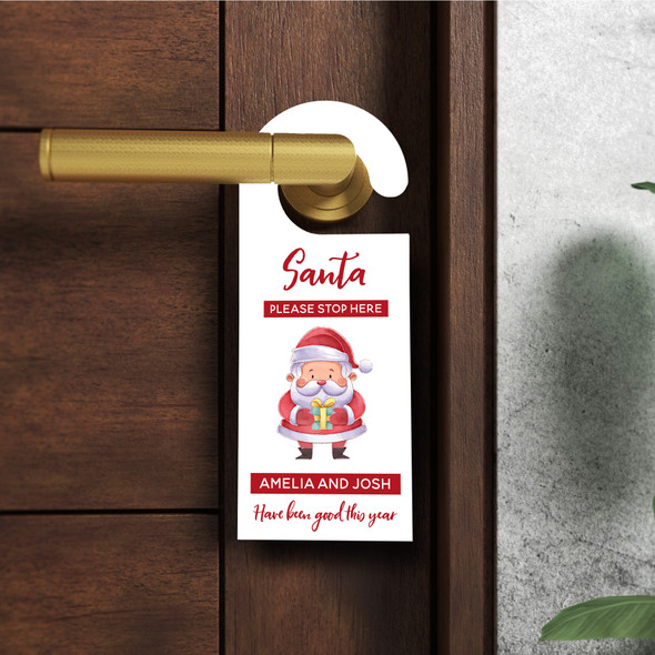 Personalized Santa Please Stop Here Christmas Personalised Bedroom Door Hanger