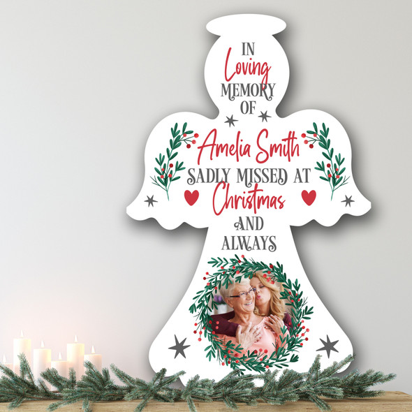 Memorial Photo Wreath Personalised Angel Decor Christmas Indoor Outdoor Sign