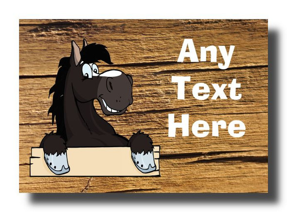 Black Horse Cracked Wood Personalised Jumbo Fridge Magnet