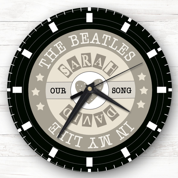 Beige Cream Grey Vinyl Record Any Song  Custom Gift Personalised Clock