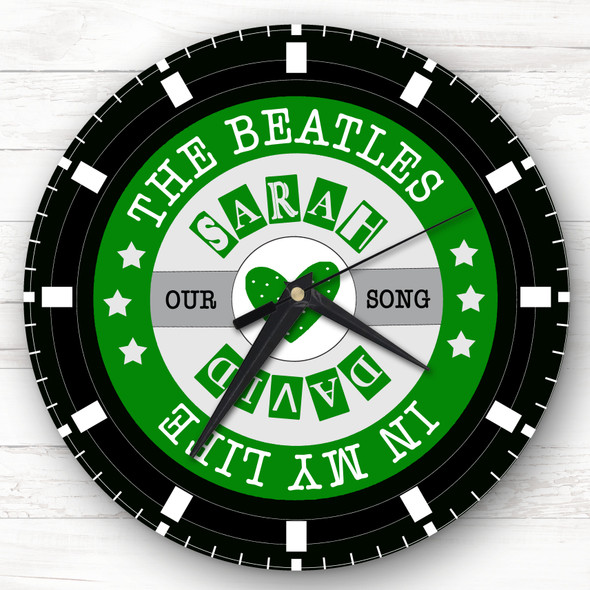 Green Vinyl Record Any Song  Custom Gift Personalised Clock