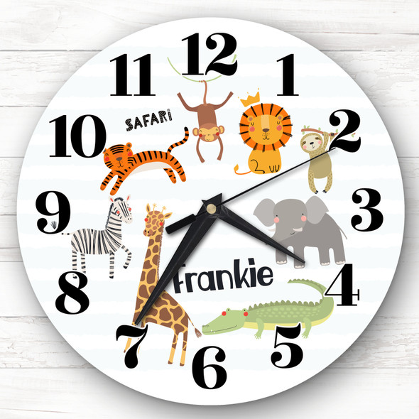 Safari Jungle Animals Boys Girls Baby Nursery Custom Gift Personalised Clock