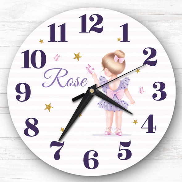 Purple Ballet Dress Cute Ballerina Girls Room Custom Gift Personalised Clock