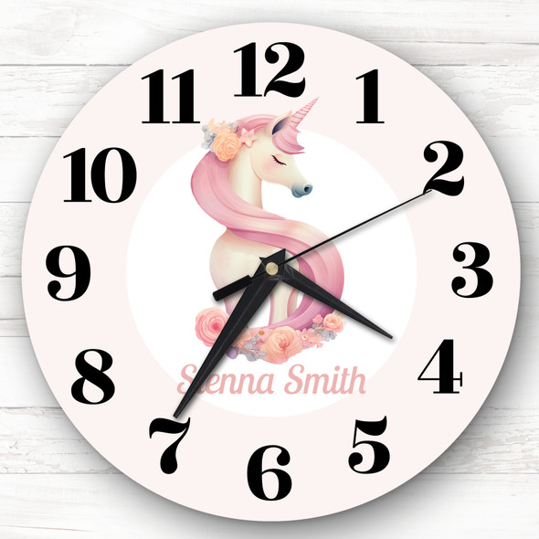 Pink Unicorn Alphabet Letter S Girls Room Custom Gift Personalised Clock