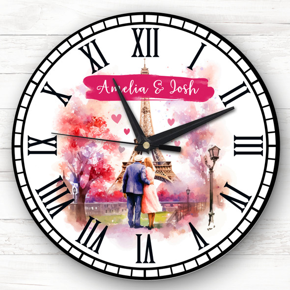 Romantic Paris Eiffel Tower Couple Gift Custom Gift Personalised Clock