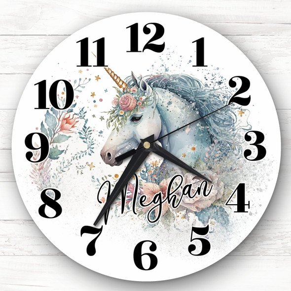 Watercolour Floral Unicorn  Girls Room Custom Gift Personalised Clock