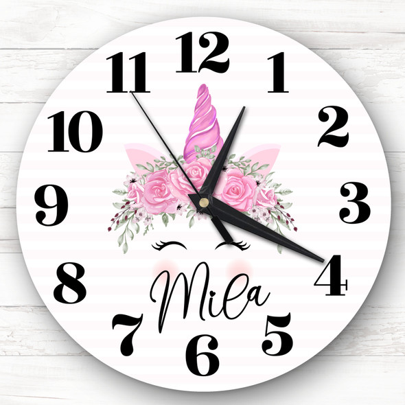 Girls Room Watercolour Floral Unicorn Custom Gift Personalised Clock
