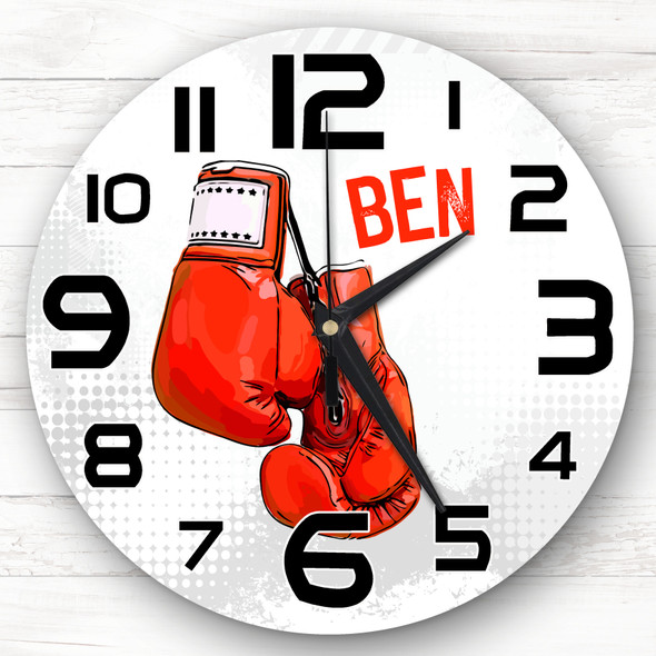Red Boxing Gloves Boys Girls Room Custom Gift Personalised Clock
