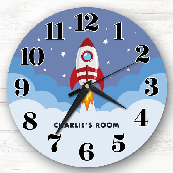 Rocket Blast Off Space Boys Room Custom Gift Personalised Clock