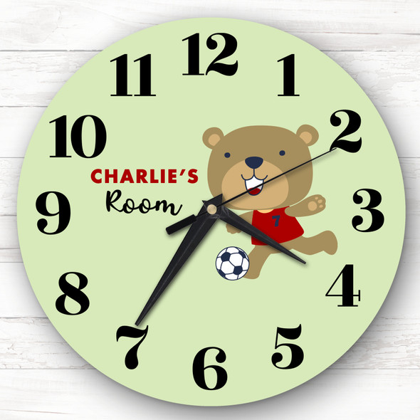 Teddy Bear Football Boys Room Custom Gift Personalised Clock