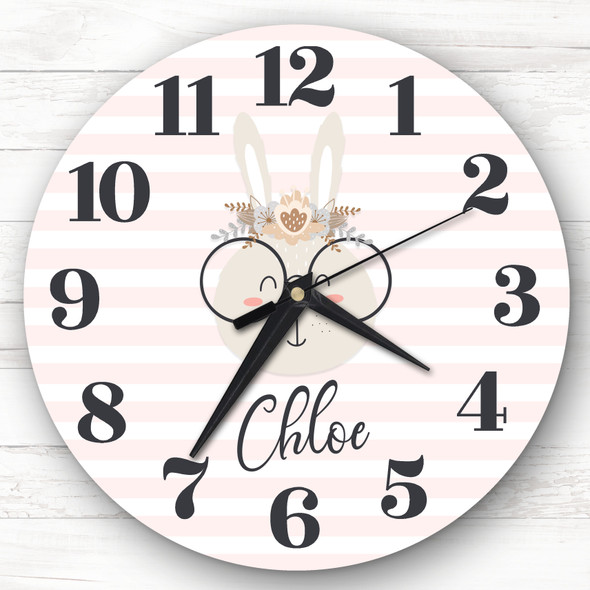 Rabbit In Glasses Girls Room Custom Gift Personalised Clock