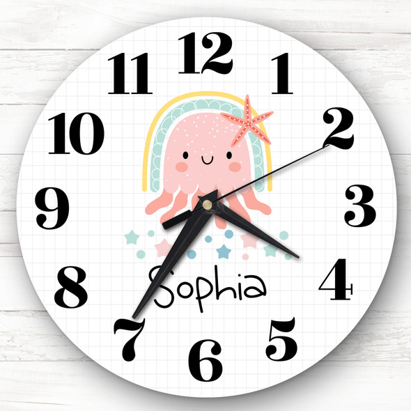 Rainbow Jellyfish Girls Room Custom Gift Personalised Clock