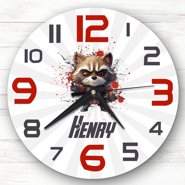 Baby Rocket Raccoon Superhero Boys Room Custom Gift Personalised Clock