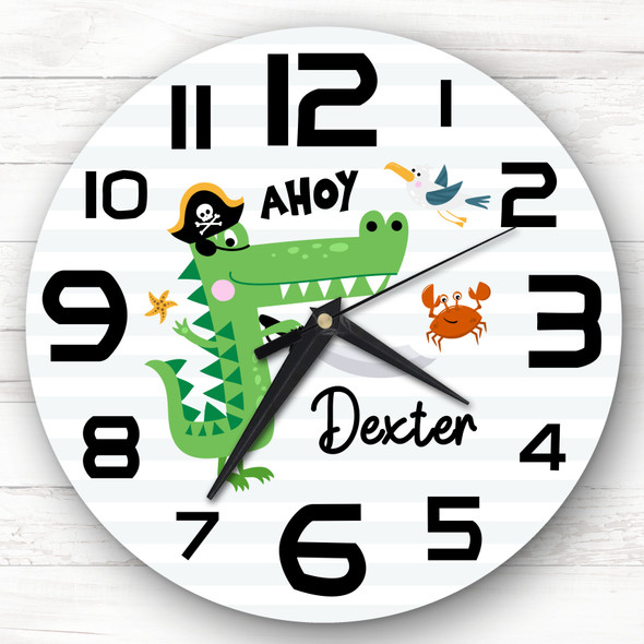 Pirates Crocodile Boys Room Custom Gift Personalised Clock
