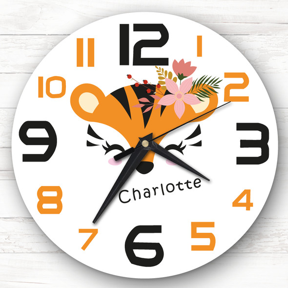 Kids Girls Room Tiger Face Custom Gift Personalised Clock