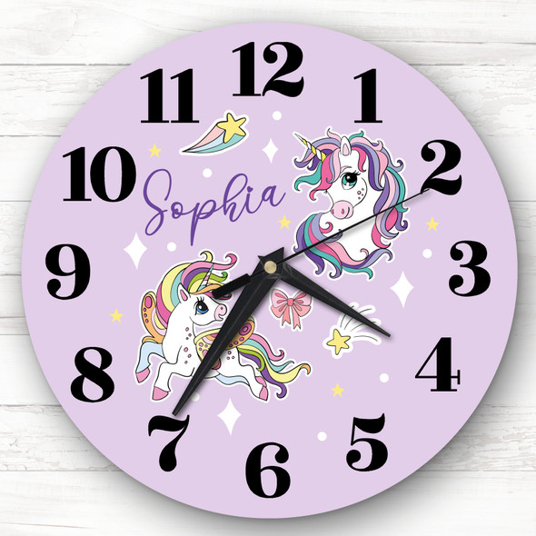Purple Unicorns Girls Room Custom Gift Personalised Clock