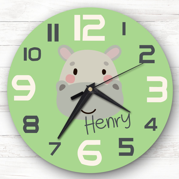 Kids Room Cute Hippo Face Custom Gift Personalised Clock