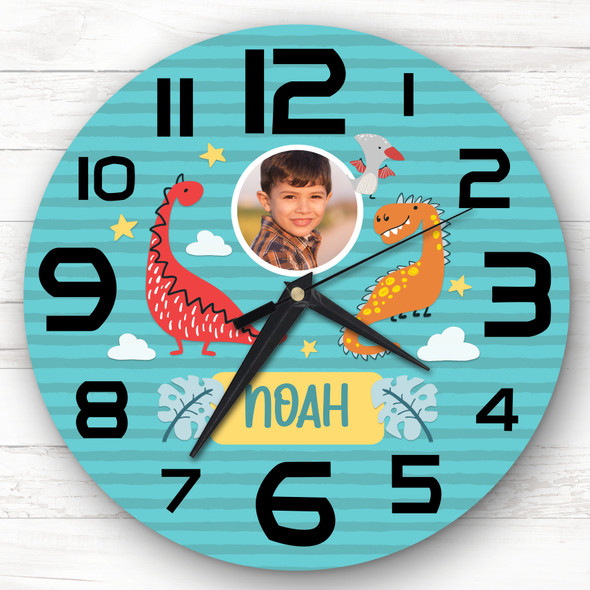 Boys Room Dinosaur Photo Custom Gift Personalised Clock