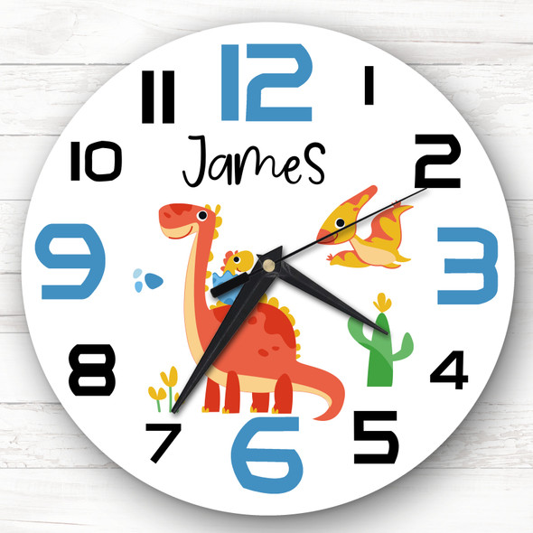 Kids Room Cute Dinosaur Custom Gift Personalised Clock