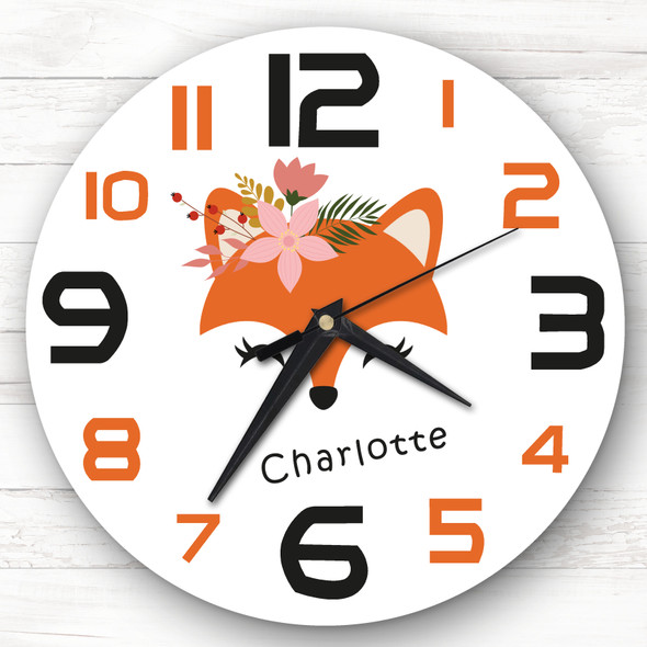 Kids Room Cute Fox Face Custom Gift Personalised Clock