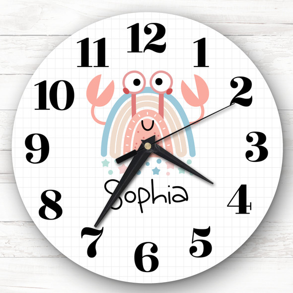 Rainbow Crab Girls Room Custom Gift Personalised Clock